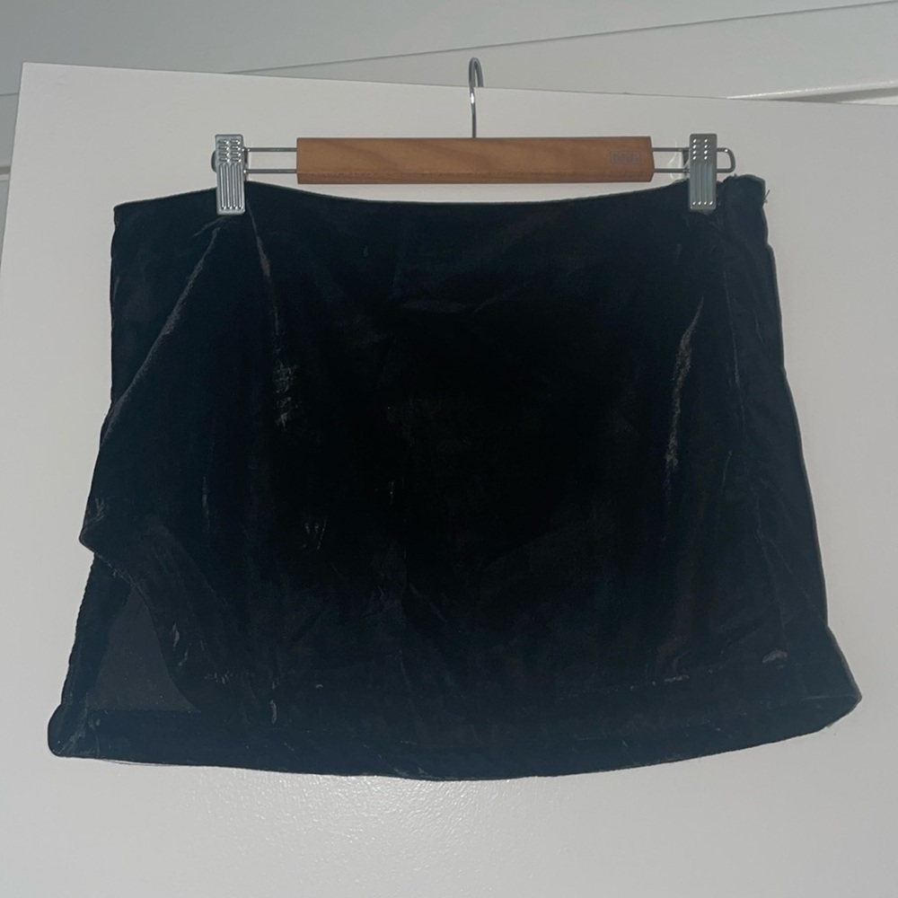 Free People Black Velvet Mini Skirt